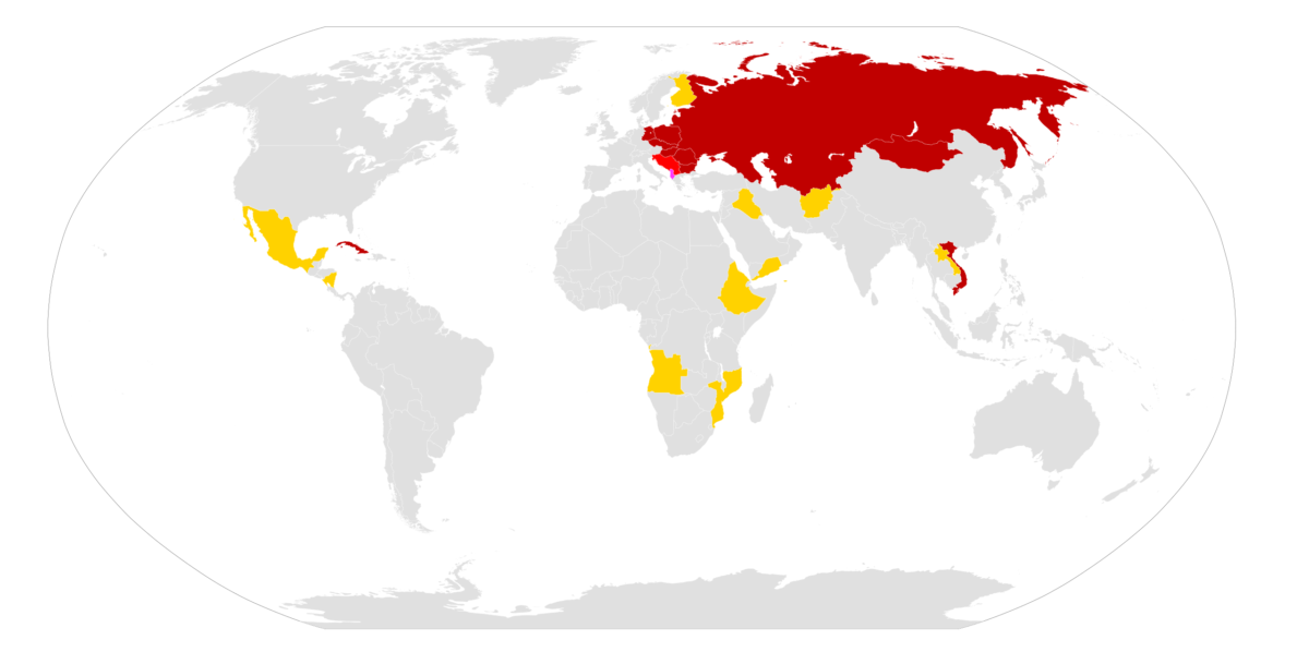 Совет экономической взаимопомощи (СЭВ, Comecon) на карте мира