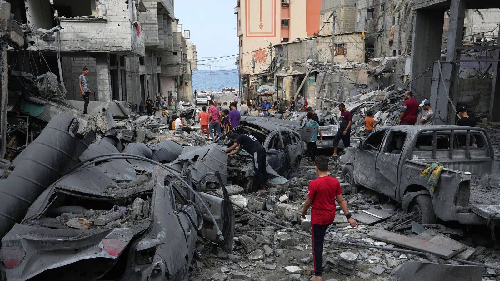 руины, результаты авиаудара вооружённых сил Израиля, город Газа, Палестина, 9 октября 2023