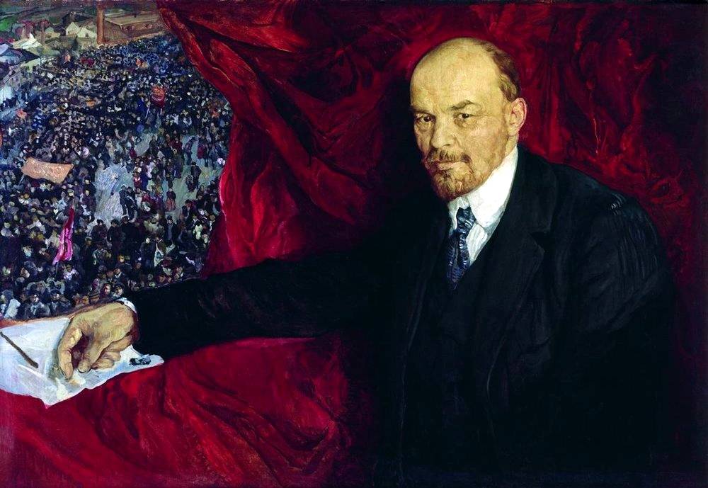 картина «Ленин и манифестация», Исаак Бродский, 1919, масло, холст
