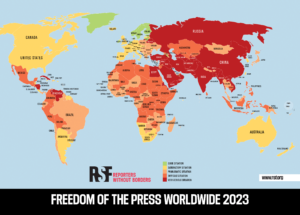 World Press Freedom Index 2023 (Индекс свободы прессы) - Reporters sans frontières (Reporters Without Borders, Репортёры без границ)